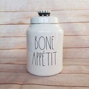 NEW Rae Dunn Bone Appetit Ceramic Dog Treat Canister